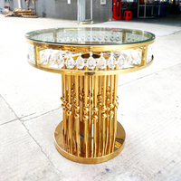 Table de réception de mariage en acier inoxydable personnalisée en usine, table de banquet d'hôtel, table à manger en cristal à double couche de luxe léger