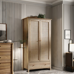 Hot Selling Modern Style <strong>Wooden</strong> <strong>Small</strong> Size Wardrobe MDF Door Bedroom <strong>Cupboards</strong> with Rattan for Home Clothes Storage Furniture - Product Image 3