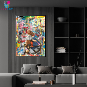 UNIART-Deux Petites <span class=keywords><strong>Guess</strong></span> Décoration murale Banksy Toile Art Mural Photo Print Modern Bedroom Decor Posters Graffiti Street Art - Product Image 4