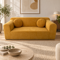 Canapé modulaire QINUO Orange 3 places, tissu texturé moderne, rembourré, écologique, pour salon, appartement, hôtel