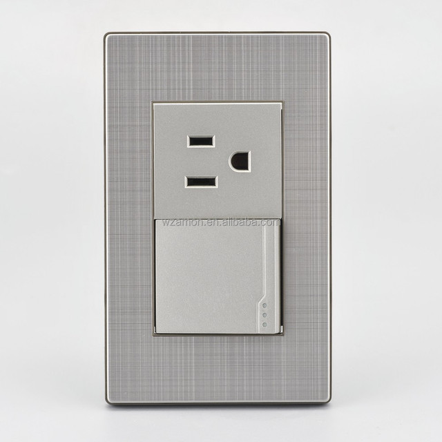 Gray 304 Stainless Steel Metal Ferreteria Sockets and Switches Electrical