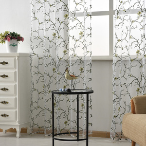 Tenda traforata trasparente con stampa floreale prugna <span class=keywords><strong>verde</strong></span> americana decorazione per la casa rifinita tenda trasparente perforata - Product Image 2
