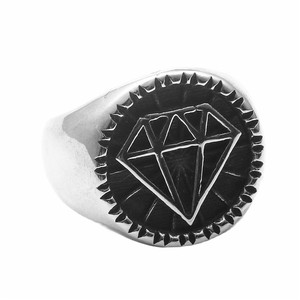 Men's <b>Titanium</b> Steel <b>Ring</b> Diamond Shape Geometric Retro Punk Style Silver Color Gift Jewelry - Product Image 5