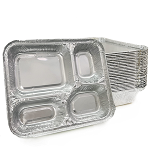 Disposable Aluminum Foil Lunch Box with Paper Lid 4 Compartments PP Material Food Grade Recyclable Multiple Sizes - Product Image 1