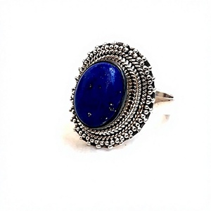 Bagues en argent sterling 925 de style bohème avec pierre précieuse lapis-lazuli sertie en clos pour femmes, cadeau idéal pour les anniversaires - Product Image 3