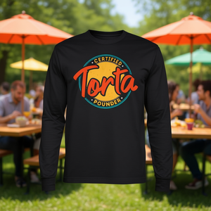 T-shirt promozionale a maniche lunghe Certificata Torta Pounder con design piccolo - Product Image 1