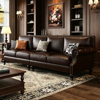 Collection de canapés Chesterfield capitonnés vintage brun foncé 3 places + causeuse + fauteuil |   Ensemble de salon de club avec fauteuils à accoudoirs et clous décoratifs