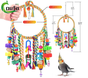 Venta caliente mascota nuevos juguetes de pájaros colgantes cuerda Multicolor juguetes tipo para cuerda elástica pájaro juguete Calopsita loro Accesorios - Product Image 4