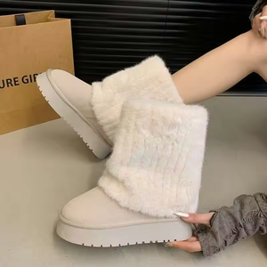 Botas de nieve de media pantorrilla para mujer, cálidas, de piel sintética, con plataforma y suela gruesa, para exteriores, tendencia invierno 2025 - Product Image 2