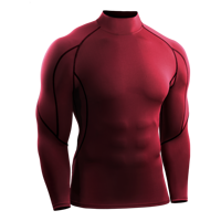 T-shirt de Compression Taille US, Col Montant, Collant de Sport Homme, Manches Longues, Élastique, Sous-vêtement de Base pour Course et Fitness