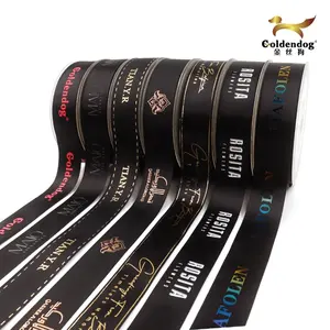 Fabbrica all'ingrosso colori personalizzati confezione regalo decor 3d lamina d'oro poliestere nastro di raso grosgrain logo stampato nastro personalizzato