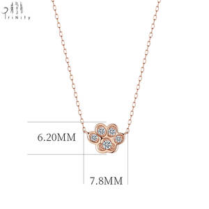 Hot Selling <b>Lovely</b> Design Paw Design Pendant 18K Solid Rose Gold Real Natural Diamond Pendant Necklace Birthday <b>Gift</b> For Girls - Product Image 4