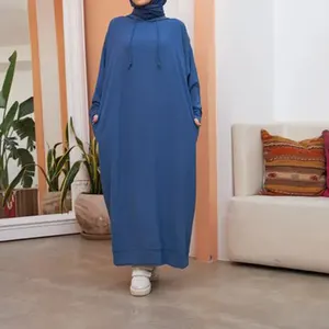 Bộ Đồ Phong Cách Dài Một Màu OEM Trang Phục Hồi Giáo Áo Khoác Có Mũ Mùa Thu Đông Cho Abaya Và Áo Khoác Có Mũ Cho Nữ Trang Phục Hồi Giáo