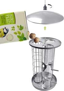 3-in-1 Durable Iron Design Outdoor Metal Hanging Automatic Eco-friendly <strong>Bird</strong> Feeder with Storage for Seeds for &amp; Fatballs - Product Image 3