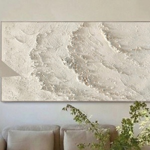 Pintura 3D Minimalista de Olas del Océano en Blanco sobre Lienzo Texturizado, Arte de Pared Abstracto Hecho a Mano para Decoración de Sala de Estar - Product Image 5