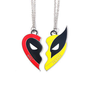 Collares de Mejores Amigos de Deadpool y <span class=keywords><strong>Wolverine</strong></span>, Juego de Collares con Colgante de Corazón Roto Colorido y Bonito para Parejas, Collares de Mejores Amigos - Product Image 3