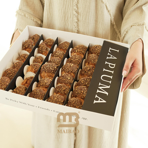 Boîte d'emballage personnalisée pour pâtisserie arabe, boîte à compartiments pour pâtisserie, boîte à emporter pour gâteaux sucrés, boîte à cruffins avec inserts et poignée - Product Image 3