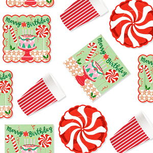 DAMAI Merry Birthday Theme Party Kits Round and <b>Square</b> Disposable Party Paper Plates Cups Napkin with Cake Tableware Set - Product Image 4