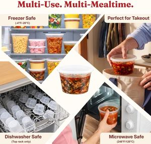 Recipientes de Almacenamiento de PP de 16 oz, Libres de BPA, con Tapas Herméticas, Apilables, Aptos para Microondas y Congelador, para Comida para Llevar, Preparación de Comidas, Comida Deli - Product Image 4
