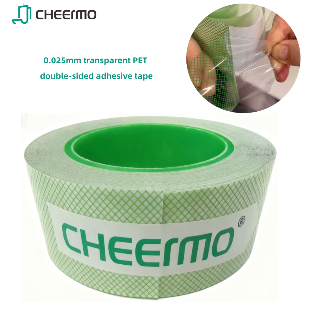 Free Sample 0.025mm Transparent PET Double Sided Self-Adhesive Tape Acrylic Adhesive No Residual 0.98m*400m