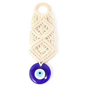 <span class=keywords><strong>Tapisserie</strong></span> murale en macramé bleu œil turc faite à la main, décoration, ornement, pendentifs Nazar, mauvais œil, décoration intérieure pour la bonne chance - Product Image 1