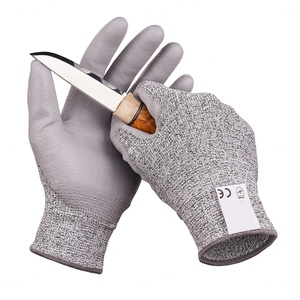 ถุงมือกันบาดระดับ 5 เคลือบ PU กันลื่น สำหรับงานก่อสร้าง สีเทา ผลิตจาก HPPE ถักแบบนิตติ้ง สำหรับช่างเชื่อม ป้องกันส่วนบุคคล - Product Image 6