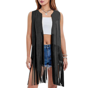 <span class=keywords><strong>Chaleco</strong></span> con flecos para mujer, estilo hippie de los años 70, de gamuza sintética con remaches, sin mangas, <span class=keywords><strong>disfraz</strong></span> de <span class=keywords><strong>vaquera</strong></span>, chaqueta, chal, cárdigan - Product Image 2