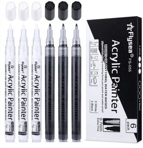 Flysea Tùy Chỉnh Màu Đen Và Trắng 2-Đánh Dấu Màu Acrylic Sắc Tố Đánh Dấu Màu Sắc Tươi Sáng Đánh Dấu - Product Image 1