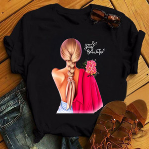 <strong>2025</strong> Summer Hot Sale Fashion Heat Transfer <strong>Label</strong> Comfortable and Energetic Lady <strong>Cheap</strong> Casual Daily Wear T-Shirt - Product Image 1