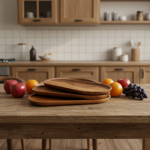Vente en gros Offre Spéciale bon marché Bureau plat en bois d'acacia <span class=keywords><strong>Plateau</strong></span> d'assiettes à dîner en bois pour aliments Assiette de service aux fruits - Product Image 2