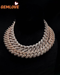 Collar de Cadena Cubana Chapado en Oro Rosa de 14K Personalizado al por Mayor con Incrustaciones de Diamantes, Joyería Hip Hop - Product Image 1