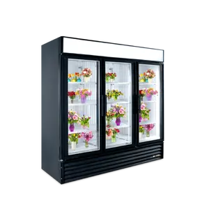 꽃 디스플레이 냉동고 직립 냉장고 3 도어 냉장 디스플레이 캐비닛 사용 꽃 냉장고