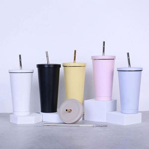 Vaso Térmico de Acero Inoxidable 304 de Doble Pared con Aislamiento al Vacío, Personalizado con Logotipo, 500 ml, Reutilizable, con Pajita - Product Image 1