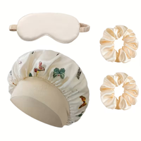 Lot de 4 pièces en satin pour le soin des cheveux : Bonnet de nuit et chouchous, sans dommage pour les cheveux, logo personnalisé, vente en gros