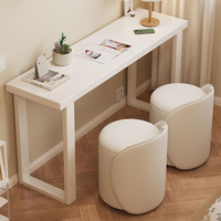Bureau double en bois massif au design simple avec étagère, montage facile, banc de travail commercial pour usage de bureau