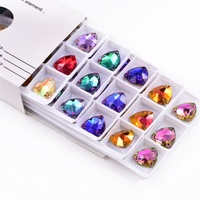 OLeeya Sparkle Premium 5A Strass à coudre à dos plat, en verre biseauté, forme triangle large, grands cristaux pour bijoux