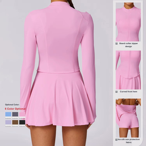 Set estivi da <span class=keywords><strong>donna</strong></span> personalizzati gonna corta a maniche lunghe UPF50 + protezione solare UV <span class=keywords><strong>abbigliamento</strong></span> Rash guard protezione da spiaggia <span class=keywords><strong>abbigliamento</strong></span> - Product Image 4