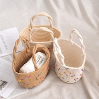 Paniers de rangement décoratifs tissés en corde Paniers en corde robustes pour filles Panier de rangement tissé avec poignées pour filles
