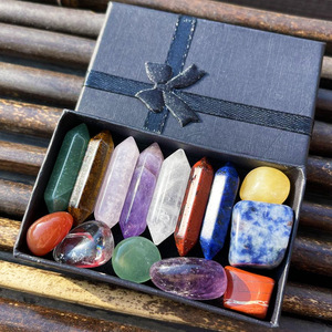 Ensemble de 7 cristaux de guérison des chakras, baguette hexagonale, pierres roulées, décoration spirituelle pour la méditation, cadeau de mariage, boîte cadeau pour les fêtes - Product Image 2