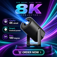 Vente en gros de projecteurs miniatures Turn1 personnalisés avec écran de 2 pouces, 200 lumens ANSI, prise en charge 4K, haut-parleurs intégrés, home cinéma