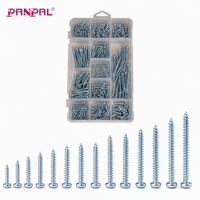 Assortiment de vis autotaraudeuses 453 pièces, vis à bois plaquées zinc ZP, ensemble de tailles variées pour la construction et la menuiserie