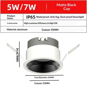 โมดูลดาวน์ไลท์ LED แบบฝัง ปรับได้ 8W 10W 12W ไฟสปอตไลท์ พร้อมแผงระบายความร้อนอะลูมิเนียม เลนส์สะท้อนแสง MR16 ตัวเลือกเสริม ปรับความสว่างได้ สีดำ - Product Image 5