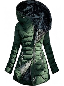 <span class=keywords><strong>Parka</strong></span> Acolchada Estampada para <span class=keywords><strong>Mujer</strong></span> Talla Grande, Abrigo Largo de Invierno Grueso con Capucha y Forro de Lana - Product Image 3