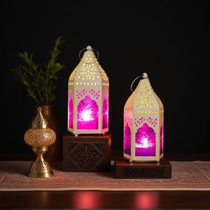 โคมไฟโลหะตกแต่งสไตล์อิสลามแบบโมร็อกโกสำหรับเทศกาลอีดและรอมฎอน - Product Image 3