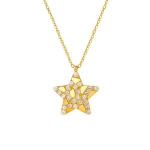 Collier avec pendentif étoile en acier inoxydable 316L plaqué or PVD, bijoux tendance - Product Image 2
