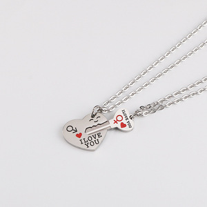 Collana in acciaio inox coppia Hip-hop pendente con chiave a forma di <span class=keywords><strong>cuore</strong></span> di fabbrica - Product Image 6