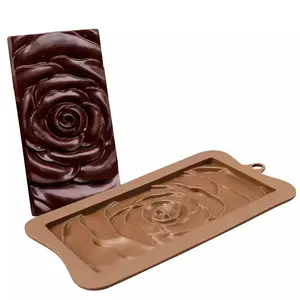 Alat panggang cetakan silikon cokelat mawar 3D, cetakan silikon kue permen jeli DIY Aksesori dapur alat dekorasi sisipan kue