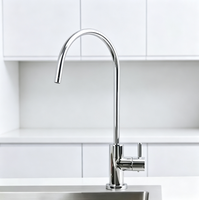 Robinet d'eau potable chromé en acier inoxydable pour purificateur d'eau de cuisine par osmose inverse RO, robinet filtre à eau col de cygne