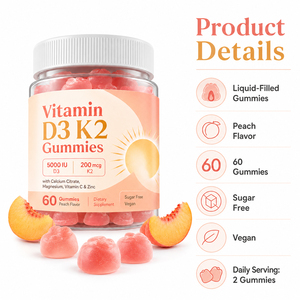 Suplemento multivitamínico múltiple para apoyar la inmunidad Cuidado DE LA SALUD <span class=keywords><strong>Colecalciferol</strong></span> <span class=keywords><strong>10000</strong></span> Calcio y vitamina D3 K2 Gomitas para la salud - Product Image 6