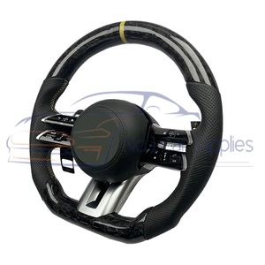 Volant de direction modifié en fibre de carbone forgée de luxe pour Mercedes Benz C GLC E S CLS <span class=keywords><strong>AMG</strong></span> ZC-222-T-Y-191 - Product Image 2
